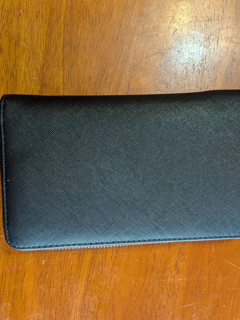 Black Saffiano Zip Wristlet Wallet - Unbranded